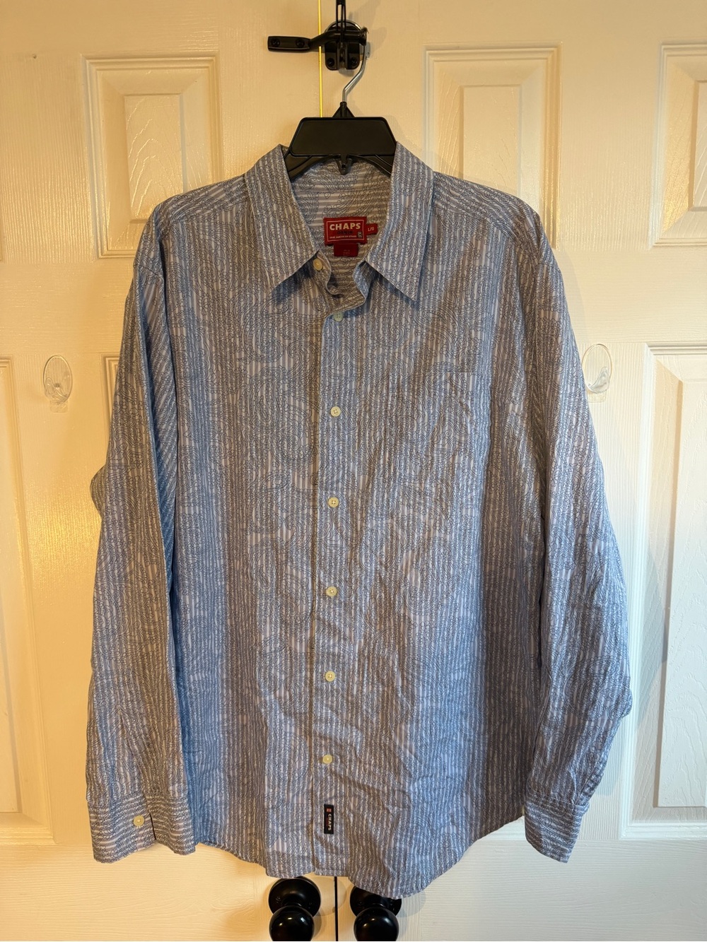 Chaps Men's Blue Paisley Long-Sleeve Casual Button-Down Shirt